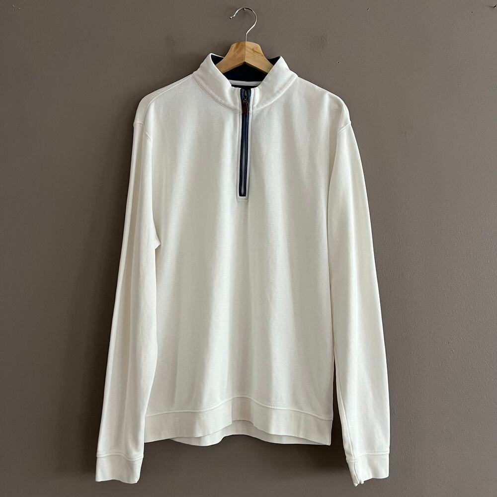 Johnnie-O Men’s L Golf Sully 1/4 Zip Pullover Sweater White Golf Performance